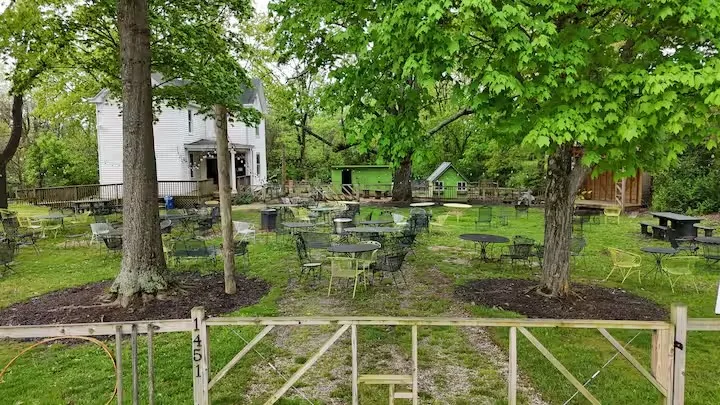 Beer garden and farmhouse grounds